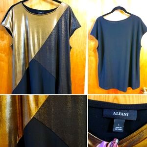 Alfani black and gold metallic top